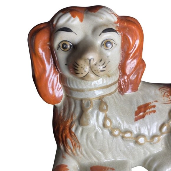 Staffordshire Dog King Charles Spaniel Recumbent Single Dog Hand Painted Laying - Picture 6 of 10